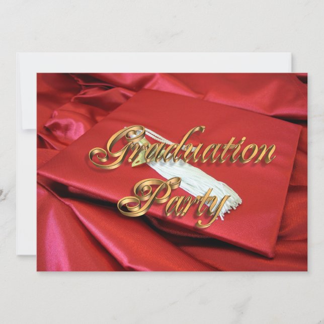 Invitation de la fête de graduation rouge et or (Devant)