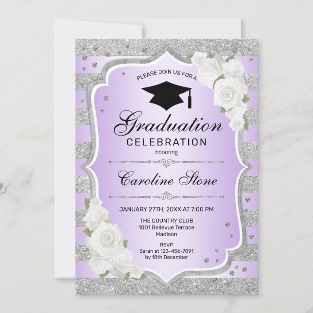 Invitation de la fête de graduation - Silver Purpl (Devant)