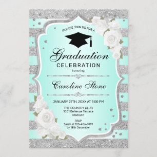 Invitation de la fête de graduation - Silver Turqu