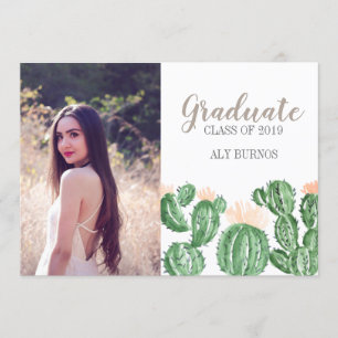 invitation de la fête de graduation succulente de 
