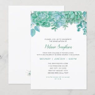 Invitation de la fête de graduation Trendy Succule