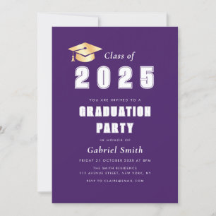 Invitation de la fête de graduation violette de l'