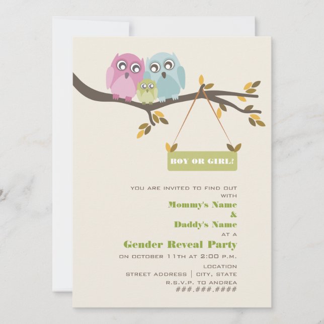 Invitation de la fête de la femme de l'automne Owl (Devant)