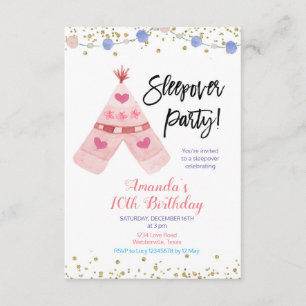 Invitation de la fête de la nuit de Teepee