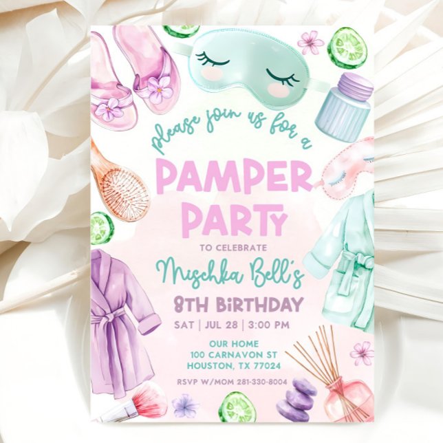 Invitation de la fête de la Pamper, Filles Spa Ann (Créateur téléchargé)