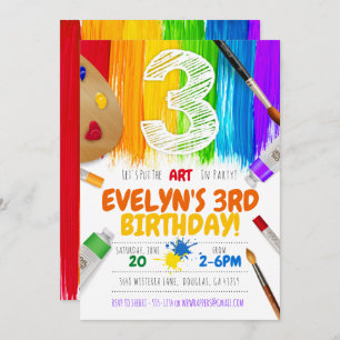 Invitation de la fête de la peinture, fête d'anniv