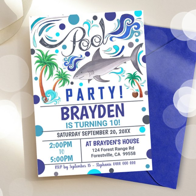 Invitation de la fête de la piscine de requin Invi (Créateur téléchargé)