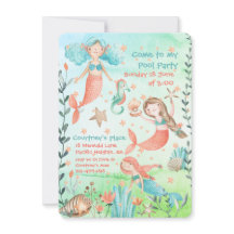 Invitation de la fête de la piscine de sirène
