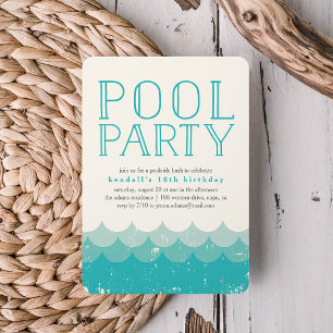 Invitation de la fête de la piscine des vagues vin