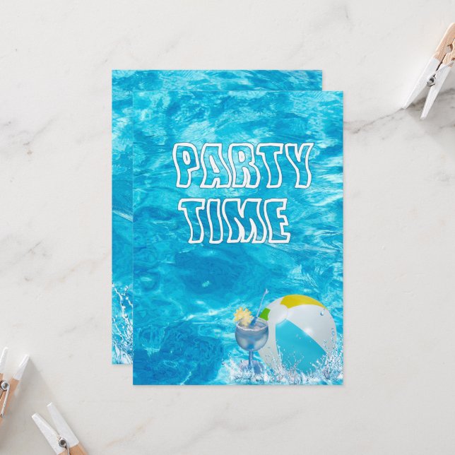 Invitation de la fête de la piscine d'été (Devant/Arrière en situation)