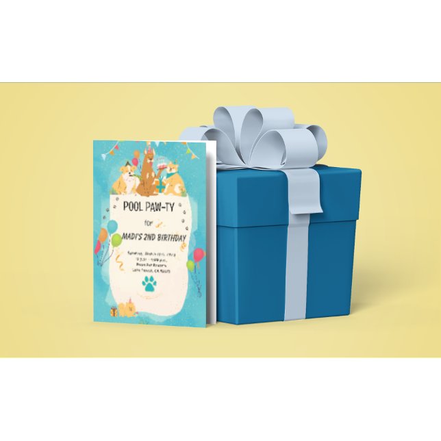 Invitation de la fête de la piscine d'été de chien (Créateur téléchargé)