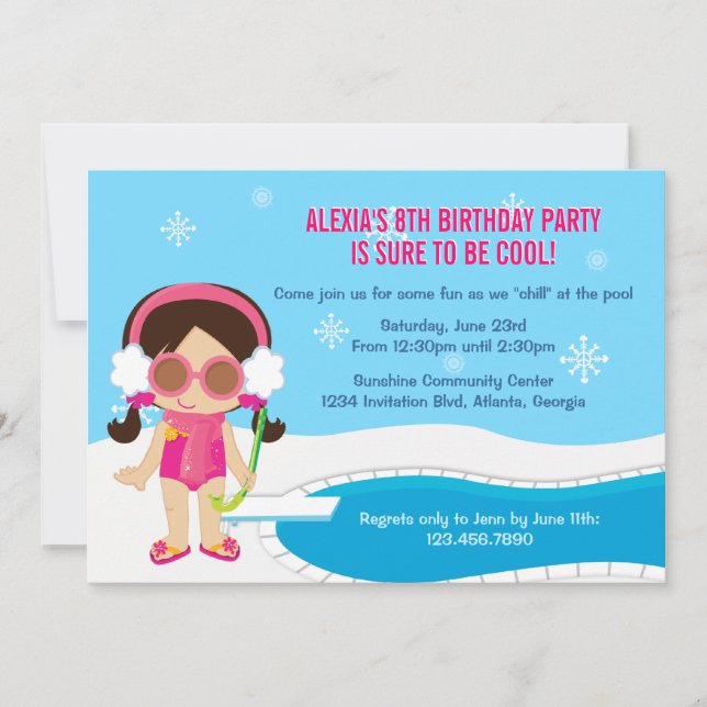 Invitation de la fête de la piscine d'hiver (Devant)
