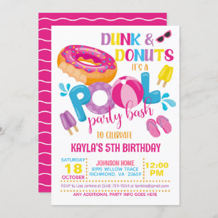 Invitation de la fête de la piscine Dunk & Donuts