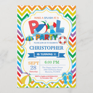 Invitation de la fête de la piscine Été Splish Spl