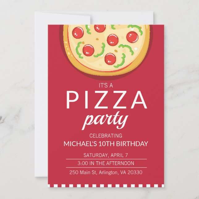 Invitation de la fête de la pizza (Devant)