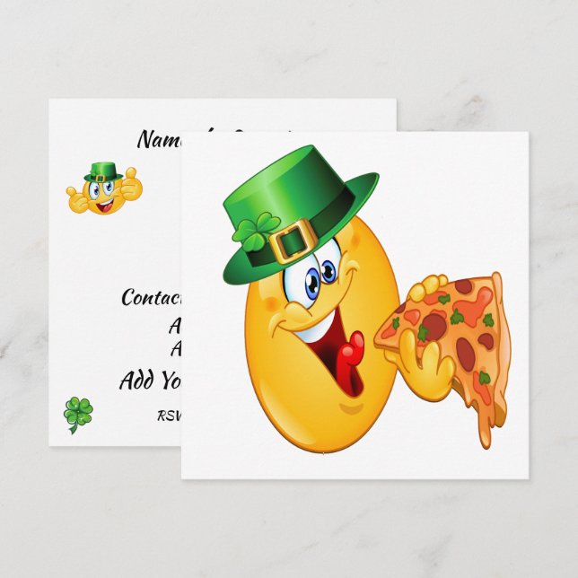 Invitation de la fête de la pizza de la Saint-Patr (Devant / Derrière)