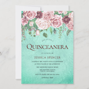 Invitation de la fête de la Quinceanera turquoise 
