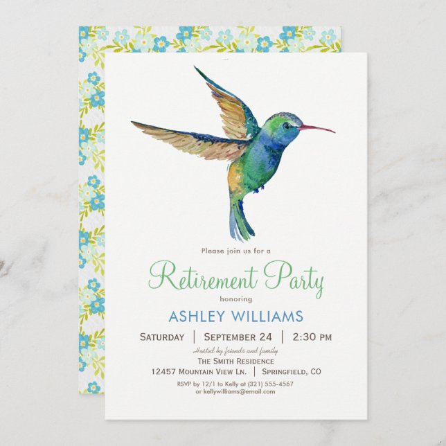 Invitation de la fête de la retraite des colibris (Devant / Derrière)