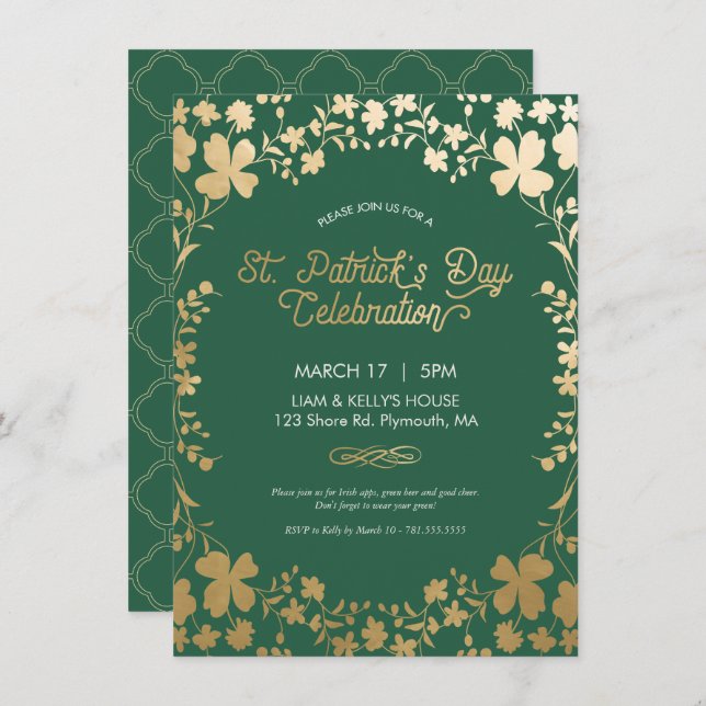 Invitation de la fête de la Saint-Patrick - Carte  (Devant / Derrière)