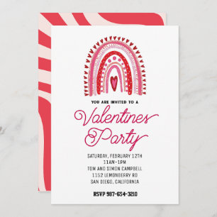 invitation de la fête de la Saint-Valentin rose et