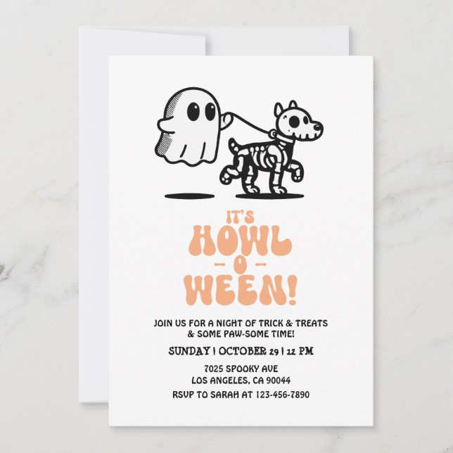 Invitation de la fête de l'Halloween chien Costume (Devant)