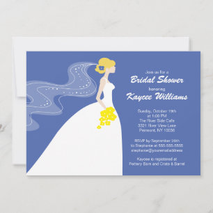 Invitation de la Fête de l'mariée des épouses bleu