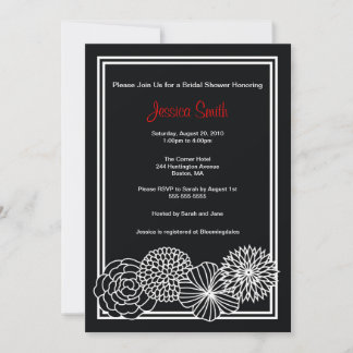 Invitation de la Fête de l'mariée florale noire mo