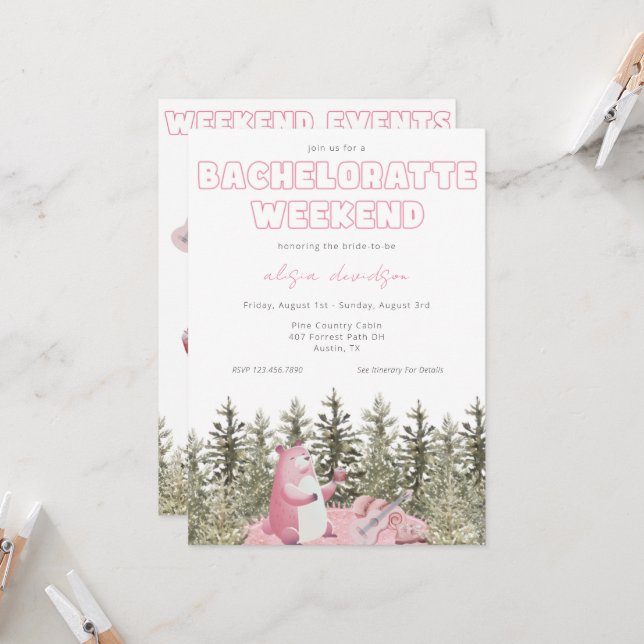 Invitation de la fête de l'ours de camping (Devant/Arrière en situation)