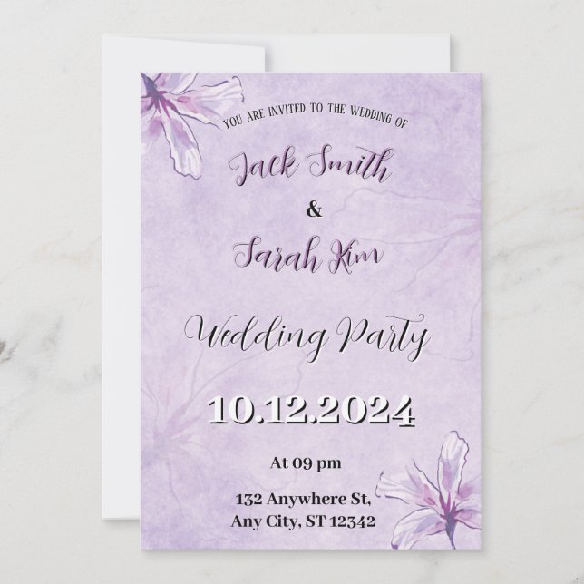 Invitation de la fête de mariage (Devant)