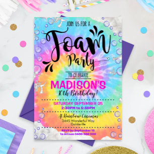 Invitation de la fête de mousse fille Rainbow Foam