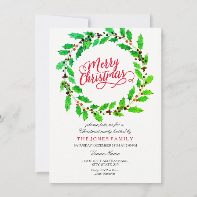 Invitation de la fête de Noël de la famille de cou (Devant)