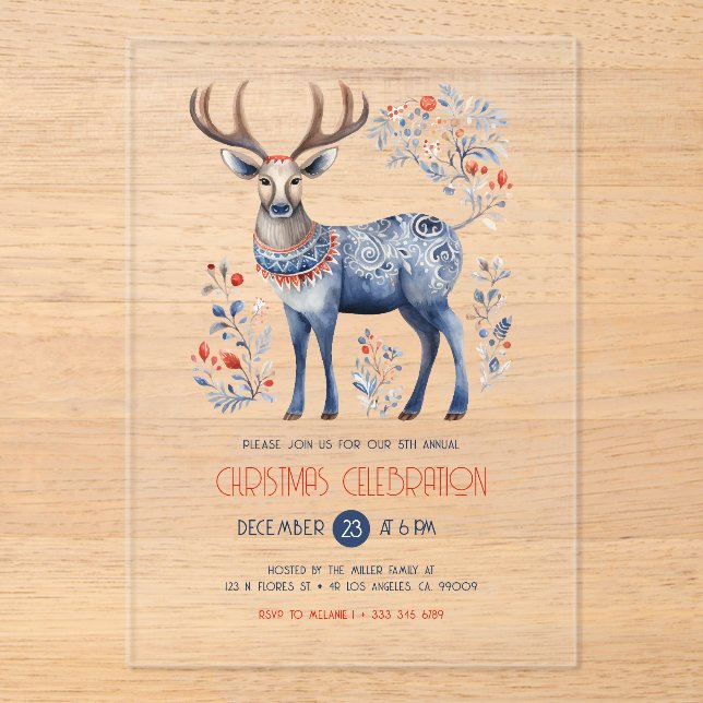 Invitation de la fête de Noël des rennes folkloriq (Recto)