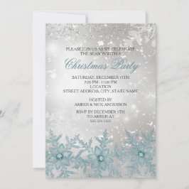 Invitation de la fête de Noël en cristal bleu