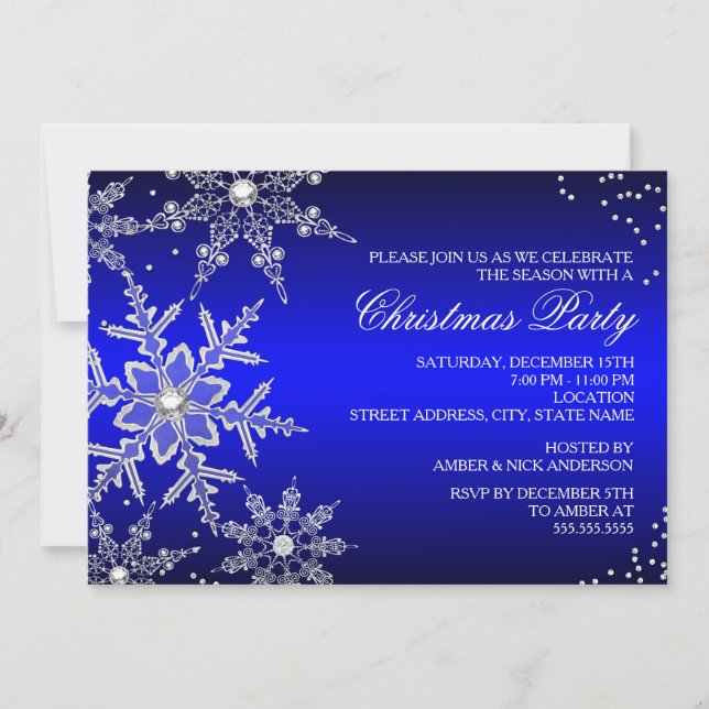 Invitation de la fête de Noël en cristal bleu (Devant)