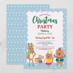 Invitation de la fête de Noël Teddy Bear Reindeer