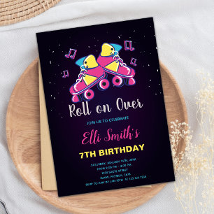 Invitation de la fête de patinage à rouleaux pour 