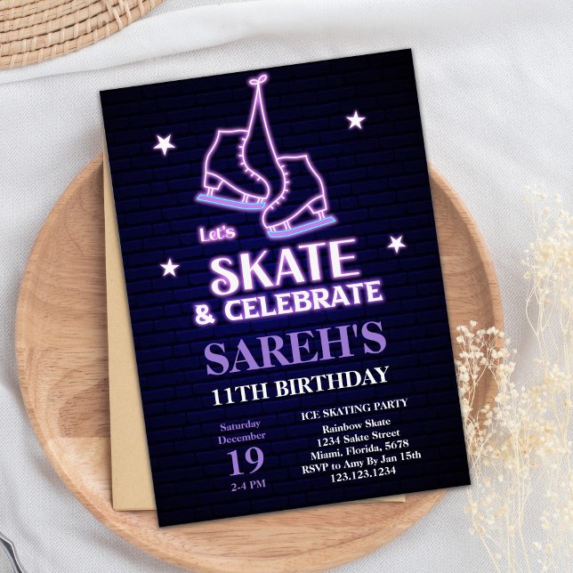 Invitation de la fête de patinage d'hiver pour fil (Ice Skating Birthday Invitations)