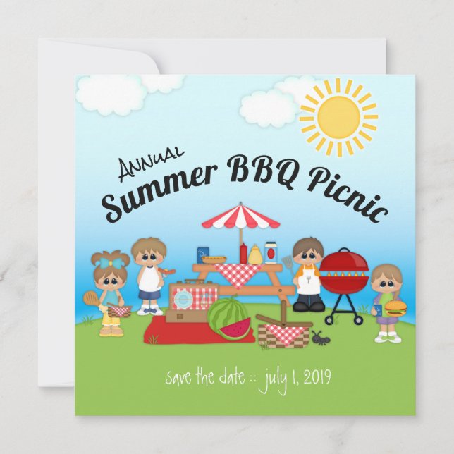 Invitation de la fête de pique-nique d'été annuell (Devant)