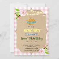 Invitation de la fête de pique-nique rose