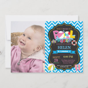 Invitation de la fête de piscine Blue Splish Splas