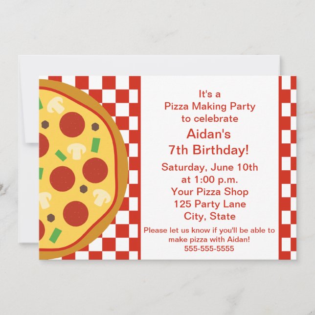 Invitation de la fête de Pizza (Devant)