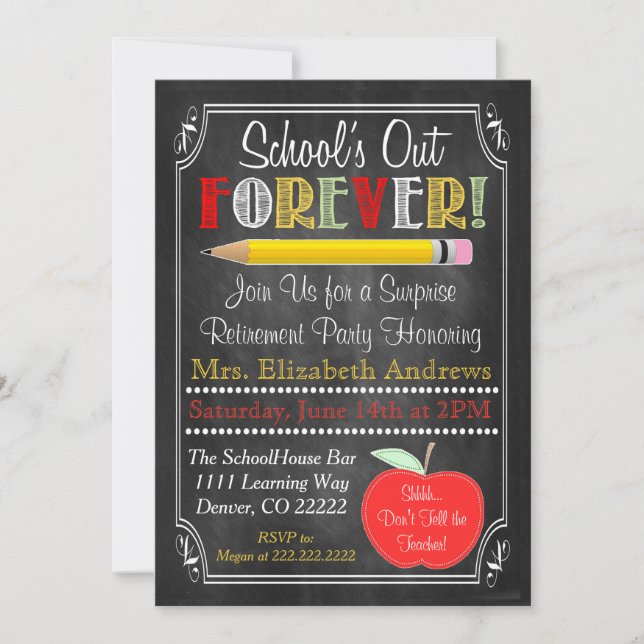 Invitation de la fête de retraite des enseignants (Devant)