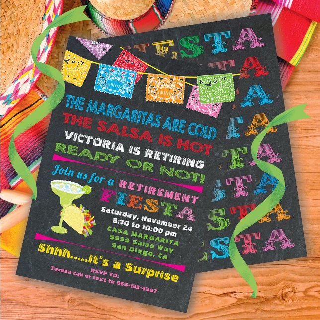Invitation de la fête de retraite Fiesta mexicaine (Créateur téléchargé)