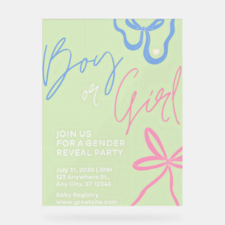 Invitation de la fête de révélation de genre vert