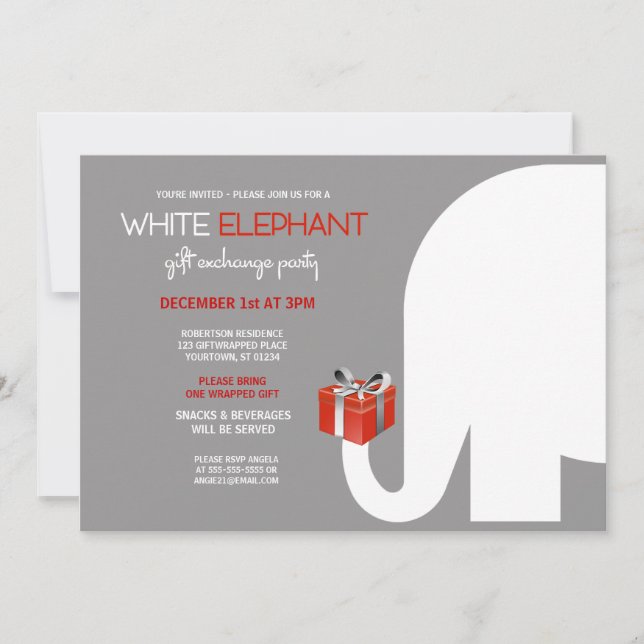 Invitation de la fête d'échange de cadeaux White E (Devant)
