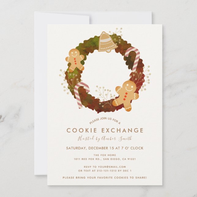 Invitation de la fête d'échange de cookies de Noël (Devant)