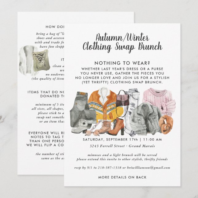 Invitation de la fête d'échange de vêtements (Devant / Derrière)