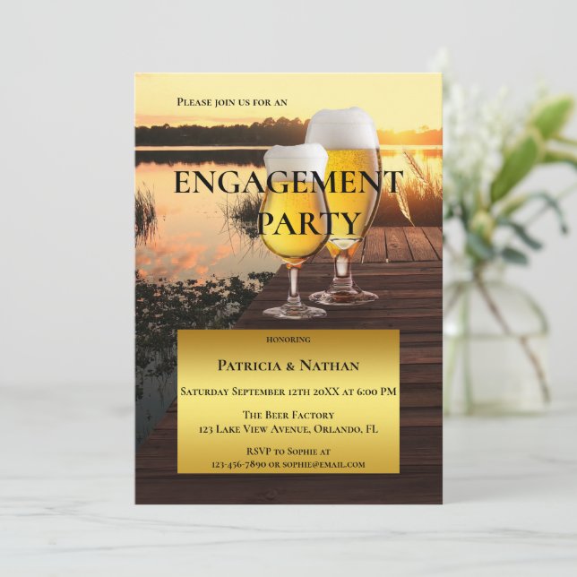 Invitation de la fête d'engagement de Sunset Beer  (Debout devant)