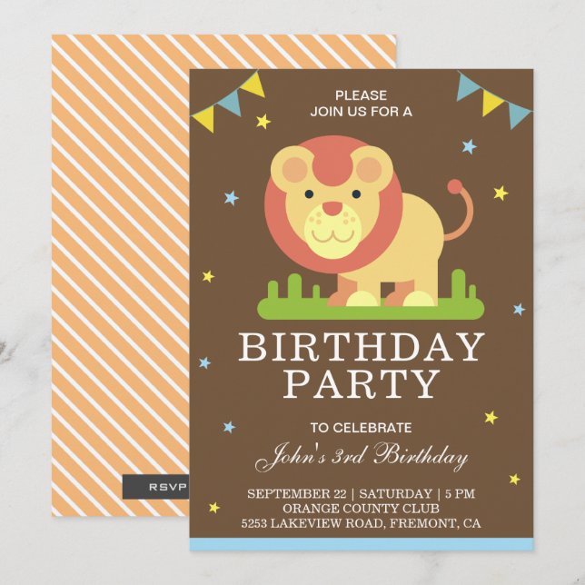 Invitation de la fête des Anniversaires de enfants (Devant / Derrière)