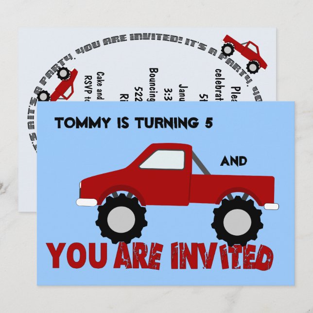 Invitation de la fête des camions Monster (Devant / Derrière)